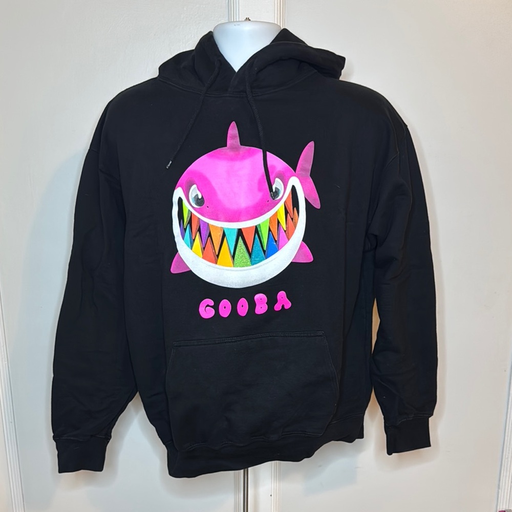 Gooba Black Hoodie with Colorful Shark Design